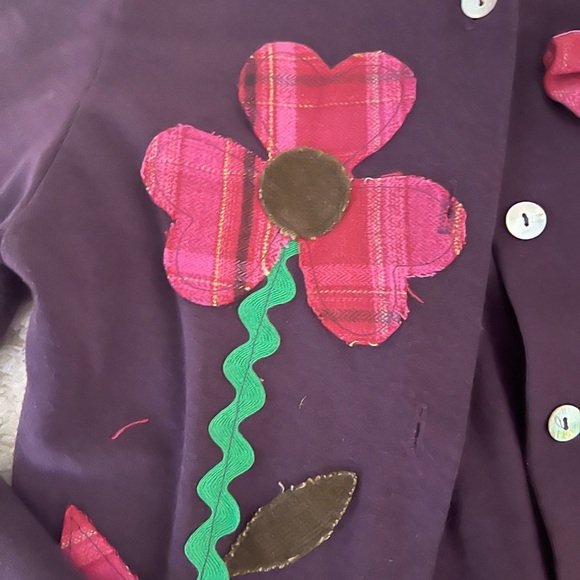NOT FOR SALE Beau Bois plum colored cardigan with apliques - Picture 3 of 3